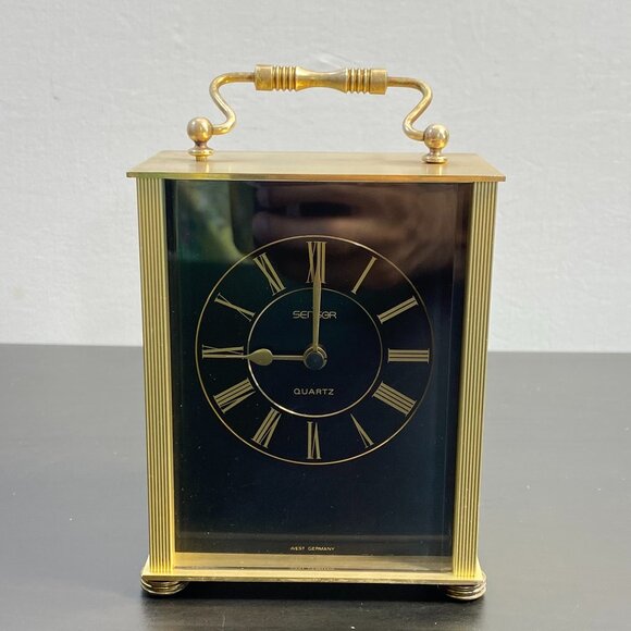West Germany Sensor Quartz, Brass Clock Working Perfectly, Golden and Black, Tab - Picture 1 of 10